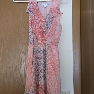 BCBGeneration Pink and Blue Paisley Midi Dress